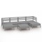 Set mobilier de gradina, 7 piese, gri, lemn masiv de pin