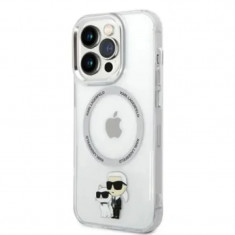 Husa Karl Lagerfeld MagSafe compatibila IML Karl and Choupette NFT pentru iPhone 14 Pro Max Transparent