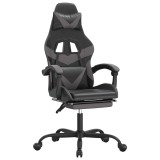 Cumpara ieftin Scaun de gaming pivotant/suport picioare negru/gri piele eco