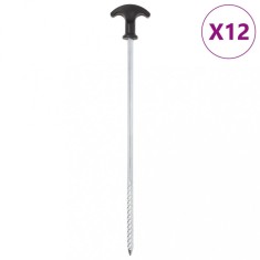 vidaXL ?aru?i de cort, 12 buc., 30 cm, ?7 mm, o?el galvanizat foto