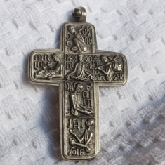 MEDALION pectoral CRUCE CRUCIFIX exceptional OPULENT mare MASIV rar VECHI FRANTA