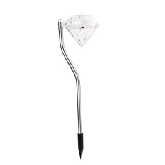 Lampa solara LED tip Diamant pentru gradina, inaltime 30 cm, 2V, ABS, 600mAh, alb rece