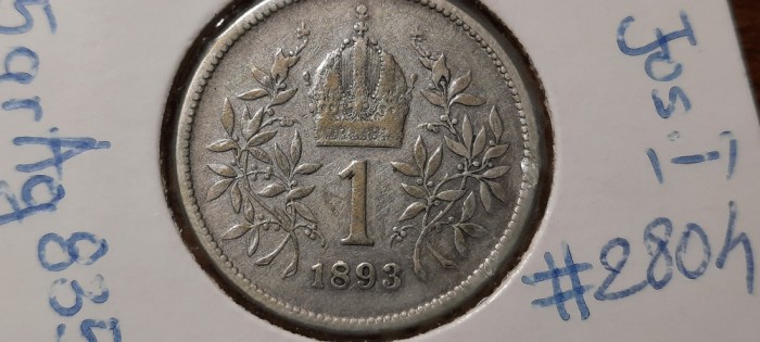 AUSTRIA 1 CORONA 1893 argint