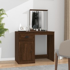 vidaXL Masă de toaletă cu oglindă, stejar maro 90x50x132,5 cm lemn 816767