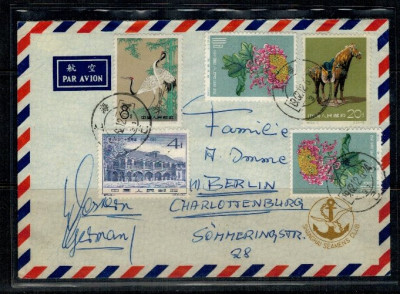 China 1962 - Plic circulat Shanghai-Berlin, francatura deosebita foto