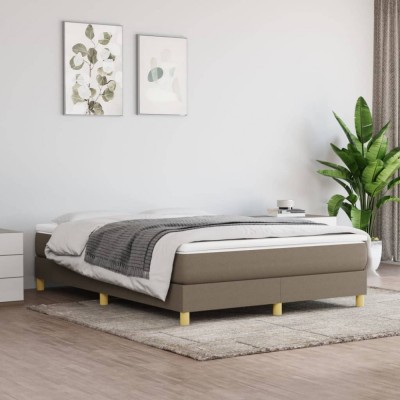 Cadru de pat fără saltea, gri taupe, 140x190 cm, textil foto
