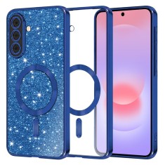 Husa premium Samsung Galaxy A37 5G Asteroid GSM Luxury Glitter MagSafe, albastru