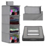 Organizator dulap Sersimo, 4 compartimente, textil, 80cm, gri Household NewTrend
