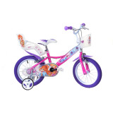 Bicicleta copii 14 inch, Winx, 4-5 ani, maxim roti ajutatoare incluse, Dino Bikes