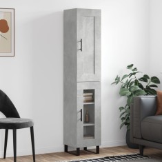 vidaXL Dulap &amp;icirc;nalt, gri beton, 34,5x34x180 cm, lemn prelucrat foto