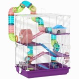 PawHut Cusca Hamsteri 5 Niveluri Tuburi Roata Scari Casuta Biberon 46x30x58cm