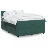 Cumpara ieftin Gossi pat box spring cu saltea, verde inchis, 140x200 cm, catifea