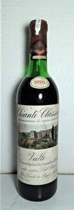 B 35- VIN CHIANTI CLASSICO, DOC, VALLE recoltare 1970 cl 72 gr 12,5