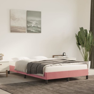 vidaXL Cadru de pat fără saltea roz 120x190 cm catifea 379507 foto