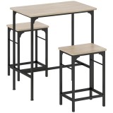 HOMCOM Set Mobilier Bar 3 Piese cu Masă de Bucătărie și 2 Scaune de Bar, Negru și Lemn | Aosom Romania