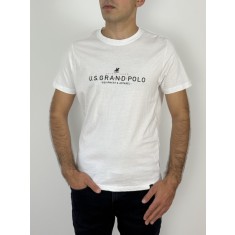 U.S. Grand POLO Tricou barbati cu imprimeu text, Regular fit, Alb (Marime: M)