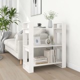 vidaXL Bibliotecă/Separator cameră, alb, 80x35x91 cm, lemn masiv pin