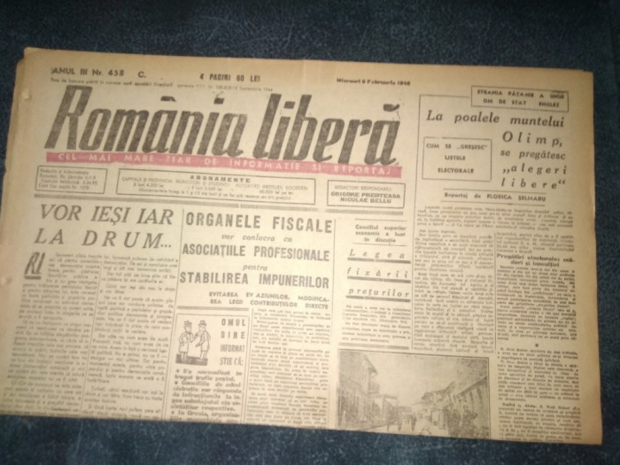 ZIAR ROMANIA LIBERA 6 FEBRUARIE 1946