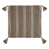 Fată de Pernă Decorativă, Model cu Dungi și Ciucuri, Maro, 43x42cm, Oem