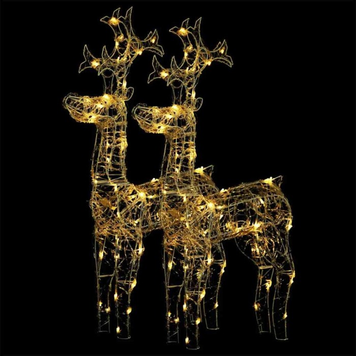 Decoratiuni reni de Craciun, 2 buc., 60x16x100 cm, acril