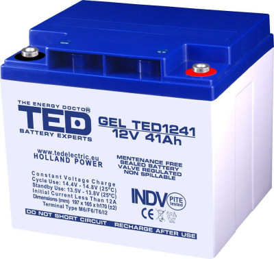 Acumulator 12V 41A GEL AGM VRLA 197x165x171mm M6 TED Battery ExpertHolland foto