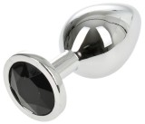 Dop Anal Metallic Buttplug Medium Argintiu/Negru Passion Labs