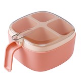 Set recipient condimente cu 4 compartimente &Egrave;i linguri&Egrave;e, capac cu m&Atilde;&cent;ner, ideal pentru sare, piper, cimbru &Egrave;i mixuri, 14x14x8 cm, roz
