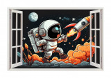 Cumpara ieftin Sticker decorativ Astronaut, Negru, 90 cm, 8089ST, Oem