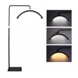 Lampa Profesionala 60 cm pentru Make-Up, Semiluna, LED de 40 W, Lumina Calda, Rece, cu rotire 360&deg;, ideala pt Gene, Manichiura, Studio Tatuaje Neagra