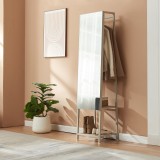 Oglinda cuier 2 &icirc;n 1 Klilbojle, bej nisip, 160x40x35 cm