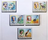 Republica Volta Superioară 1975 - Serie Completă 5 Timbre &bdquo;Centenarul Nașterii Dr. Albert Schweitzer &amp; Păsări Exotice&rdquo; -PV1