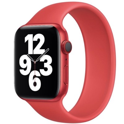 Bratara silicon rosu tip solo loop pentru Apple Watch 38/40 mm seriile 1,2,3,4,5,6, marimea S, lungime incheietura mana 158-177 mm foto