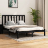 Cadru de pat dublu, negru, 135x190 cm, lemn masiv de pin GartenMobel Dekor, vidaXL