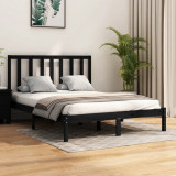 VidaXL Cadru de pat mic dublu, negru, 120x190 cm, lemn masiv de pin