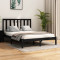 Cadru de pat dublu, negru, 135x190 cm, lemn masiv de pin GartenMobel Dekor