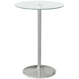 HOMCOM Masă Bistro Rotundă Modernă, &Icirc;naltă, cu Blat din Sticlă Securizată și Cadru din Oțel, Perfectă pentru 2, Transparent | Aosom Romania