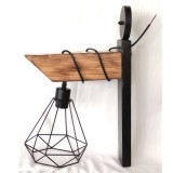 Aplica de perete din lemn de pin si metal, handmade, stil rustic&ndash;industrial