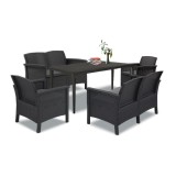 Set Mobilier Gradina Leziter Venus III Big, 6 Locuri, Plastic, Culoare Antracit