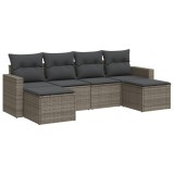 Set mobilier gradina cu perne, 6 piese, gri, poliratan