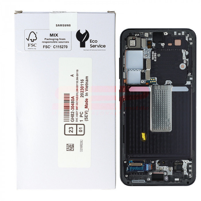 LCD+Touchscreen cu Rama Samsung Galaxy S23 5G / S911 BLACK Original Service Pack
