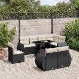 Cumpara ieftin Gossi set mobilier de gradina cu perne, 9 piese, negru, poliratan