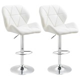 Set 2 scaune de bucatarie/bar, Avery, rotative, piele, alb si argintiu, 51.5x57.5x93-114.5 cm, ART
