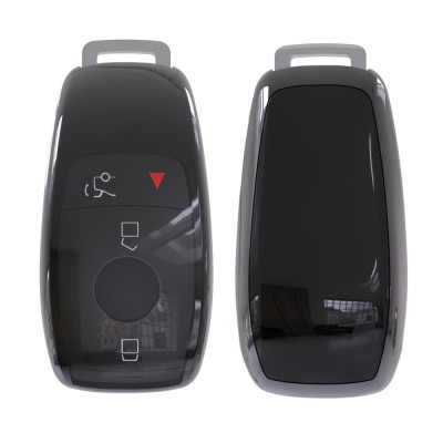 Husa Cheie Smartkey Mercedes Benz 3 Butoane Neagra TPU+PC Model Nou foto