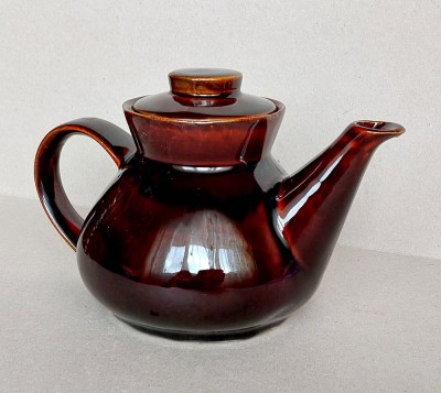 Ceainic 800 ml din ceramica groasa smaltuita, vintage anii 70 foto