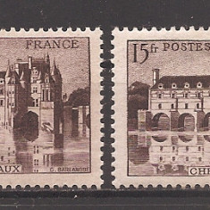 Franta 1944 - Castelul Chenonceaux in 2 nuante, cu urme fine de sarniera, MNH