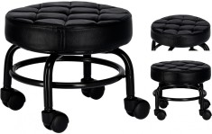 Scaun de coafor cosmetic pentru pedichiură salon de salon rotund hocker negru