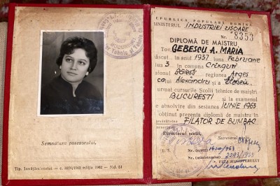 DIPLOMA DE MAISTRU(FILATOR DE BUMBAC)/ STARE BUNA.. foto