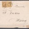 ROMANIA 1872/1876 LP 38 c REGELE CAROL I EMISIUNEA PARIS 5 BANI BRUN GALBEN H.GALBUIE+5 BANI OLIV BRUN BUCURESTI I/PLIC CIRCULAT 1878 BRAILA- ITCANI