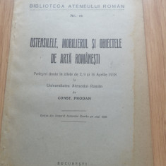 C. Prodan - Ustensilele, mobilierul şi obiectele de artă româneşti, Buc. 1939