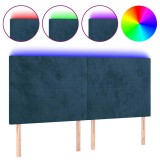 Cumpara ieftin Tablie de pat cu LED, albastru inchis, 200x5x118/128cm catifea